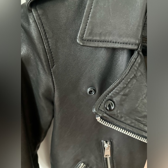 EUC Allsaints Elva leather jacket sz 2 - Picture 3 of 11